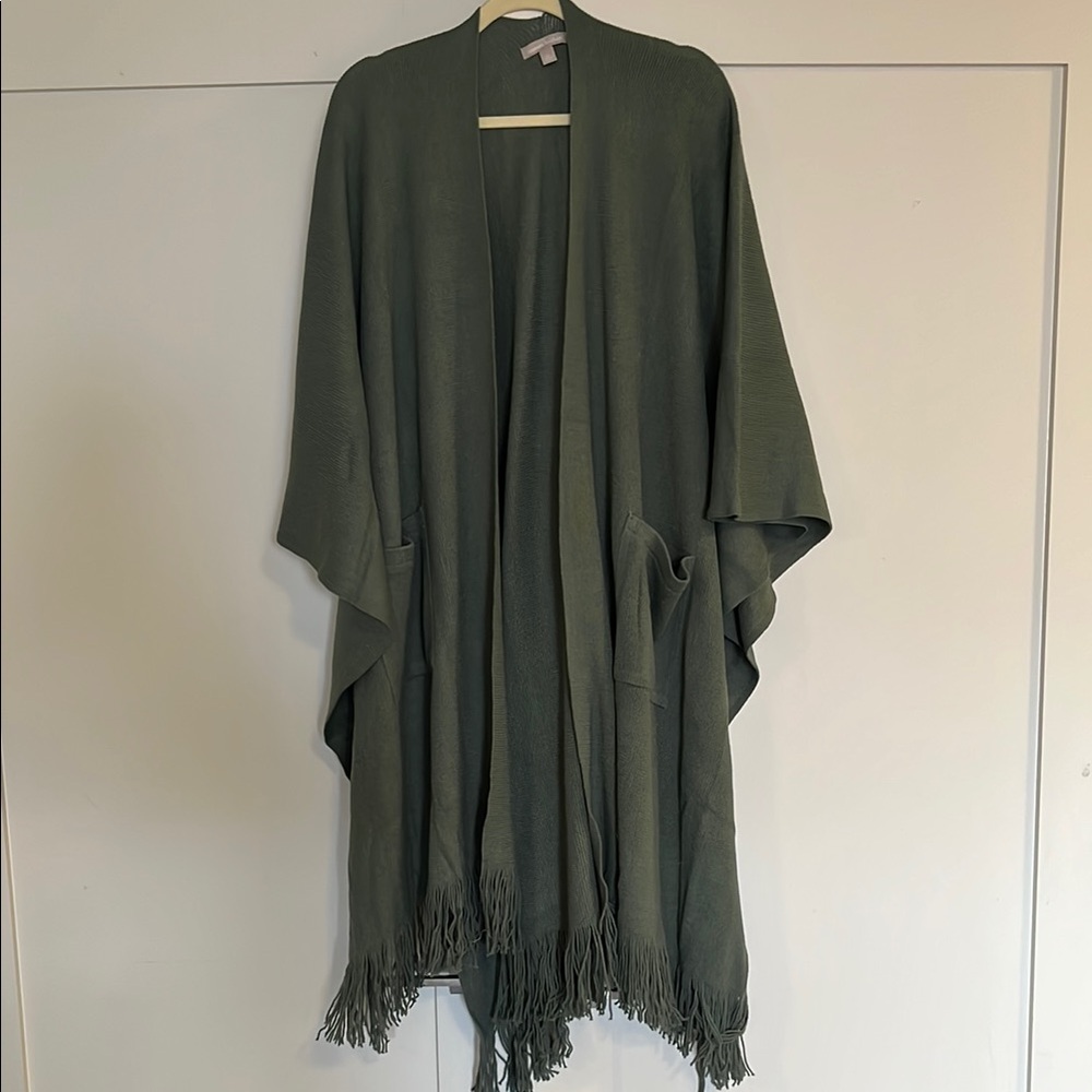 Woman Within - Plus Size Green Women's Fringe Cape New